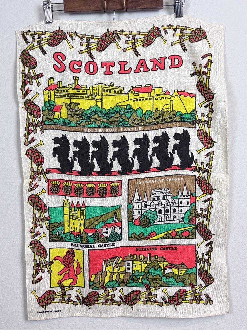 Vintage Linen Scotland Tea Towel Souvenir